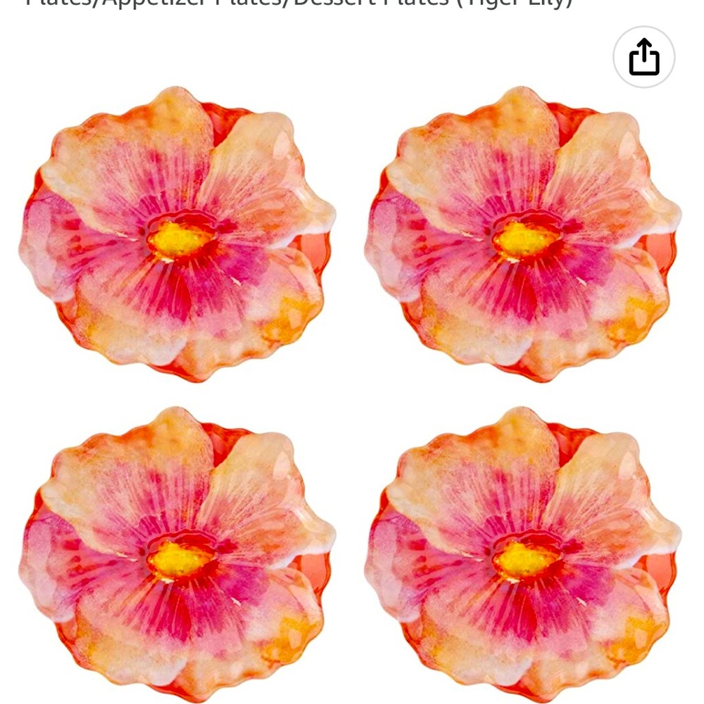 New Tiger Lily plates 4 pack 7.5 in